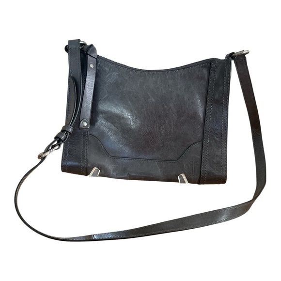 Frye Melissa Zip Crossbody Bag | Elegant Grey Leather | Classic Style - Picture 1 of 6